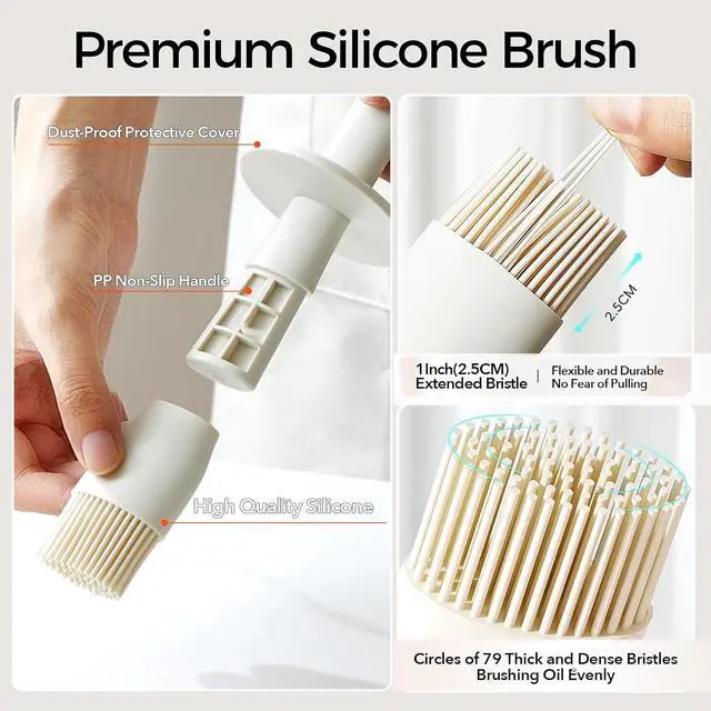 Alt view image 7 of 7 - YARRAMATE Oil Dispenser with Brush for Kitchen (300ml /10oz, White) | BPA-Free, Silicone Brush, Dust-Proof Lid, For BBQ Grill Frying, For Cooking & Baking, Dishwasher Safe