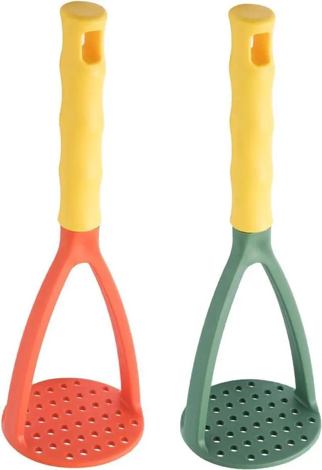 Main image of 2pcs Potato Masher Manual Masher Kitchen Masher Non-Scratch Nonstick Potato Pumpkin Ricer Smasher Kitchen Tools for Bean, Root Vegetables, Fruits, Baby Food, Avocado potato masher (Green+Orange)
