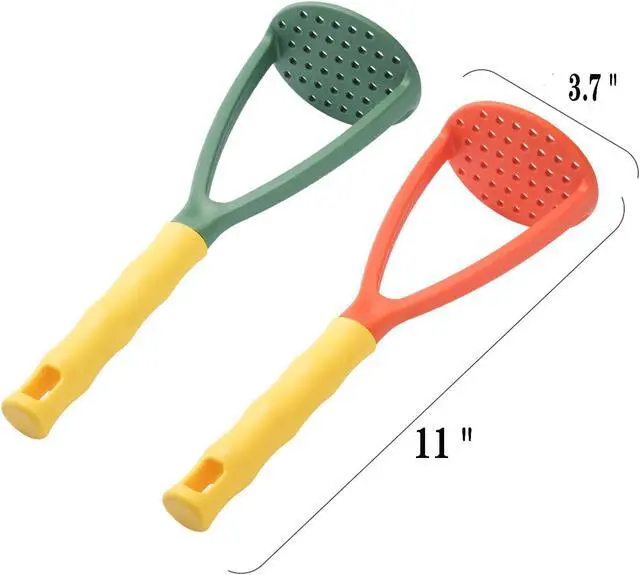 Alt view image 2 of 7 - 2pcs Potato Masher Manual Masher Kitchen Masher Non-Scratch Nonstick Potato Pumpkin Ricer Smasher Kitchen Tools for Bean, Root Vegetables, Fruits, Baby Food, Avocado potato masher (Green+Orange)