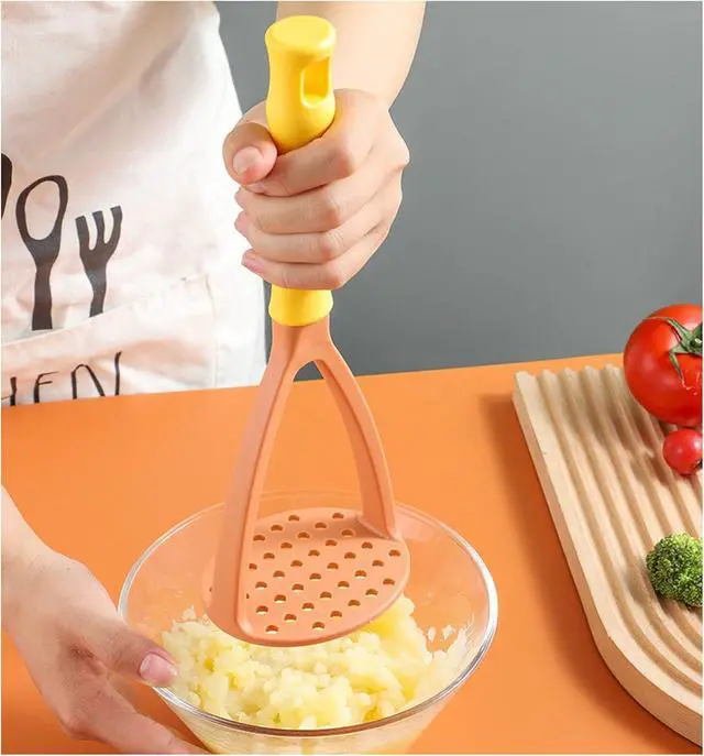 Alt view image 6 of 7 - 2pcs Potato Masher Manual Masher Kitchen Masher Non-Scratch Nonstick Potato Pumpkin Ricer Smasher Kitchen Tools for Bean, Root Vegetables, Fruits, Baby Food, Avocado potato masher (Green+Orange)