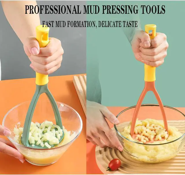 Alt view image 4 of 7 - 2pcs Potato Masher Manual Masher Kitchen Masher Non-Scratch Nonstick Potato Pumpkin Ricer Smasher Kitchen Tools for Bean, Root Vegetables, Fruits, Baby Food, Avocado potato masher (Green+Orange)