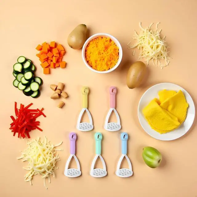 Alt view image 7 of 7 - 1Pc Random Color Manual Silicone Potato Masher, Cooking Utensils Masher, Mini Potato Masher for Non-Stick Cookware