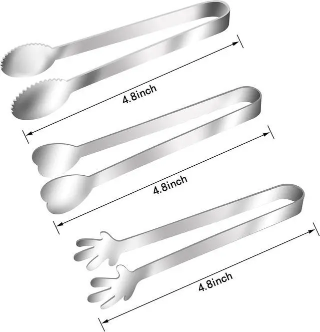Alt view image 2 of 7 - 9 PCS Mini Serving Tongs,Stainless Steel Small Serving Utensils, Kitchen Tongs Food Tongs Small Kitchen Tongs forServing Food,Ice Cube,fruits,Sugar (4.8" Appetizer Tongs)