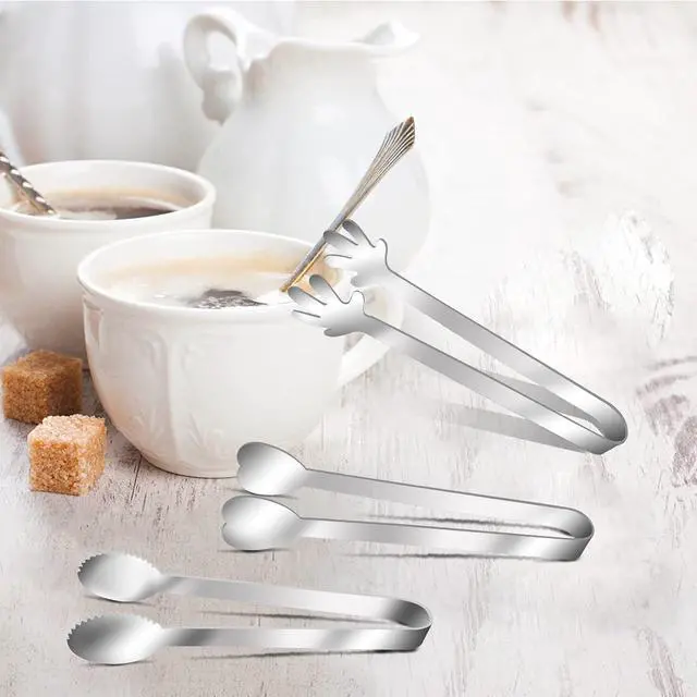 Alt view image 3 of 7 - 9 PCS Mini Serving Tongs,Stainless Steel Small Serving Utensils, Kitchen Tongs Food Tongs Small Kitchen Tongs forServing Food,Ice Cube,fruits,Sugar (4.8" Appetizer Tongs)