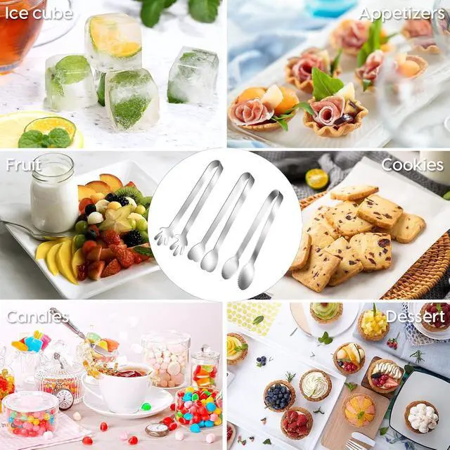 Alt view image 7 of 7 - 9 PCS Mini Serving Tongs,Stainless Steel Small Serving Utensils, Kitchen Tongs Food Tongs Small Kitchen Tongs forServing Food,Ice Cube,fruits,Sugar (4.8" Appetizer Tongs)