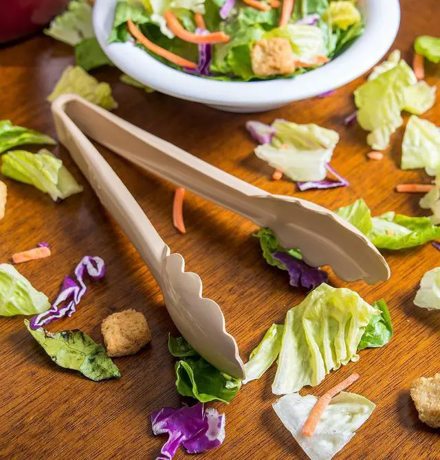 Alt view image 5 of 7 - Carlisle FoodService Products salad tongs 9 in 470906 Heat Resistant Plastic Tongs for Grilling and Food Prep, Dishwasher Safe for Restaurants, Kitchens, Catering NSF Listed, Beige