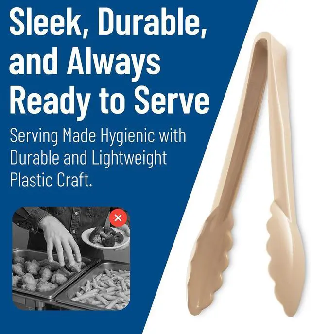 Alt view image 7 of 7 - Carlisle FoodService Products salad tongs 9 in 470906 Heat Resistant Plastic Tongs for Grilling and Food Prep, Dishwasher Safe for Restaurants, Kitchens, Catering NSF Listed, Beige