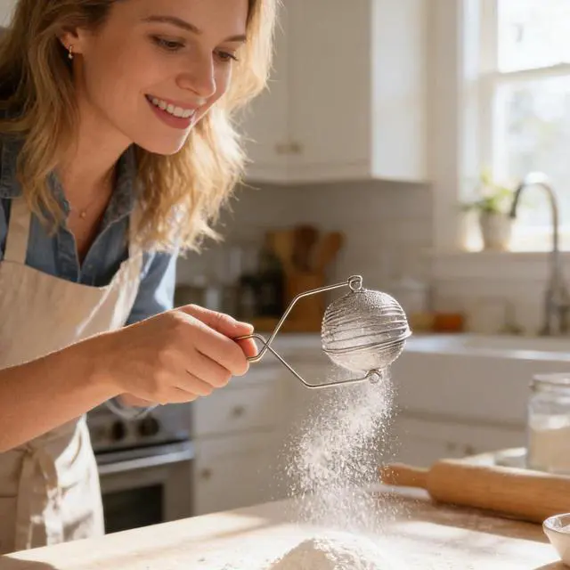 Alt view image 2 of 7 - Cabilock Stainless Steel Flour Sieve Handheld Mesh Flour Sifter for Baking Powdered Sugar Cocoa Almond Powder Fine Mesh Strainer for Kitchen Sifting Tool