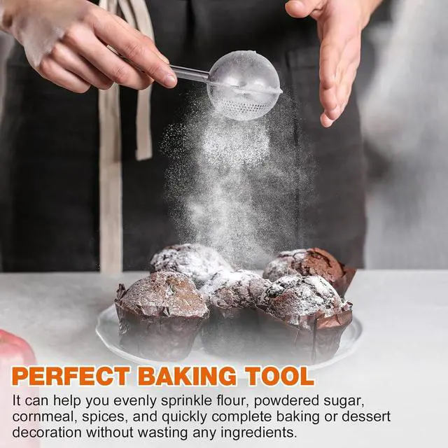 Alt view image 6 of 7 - Powdered Sugar Flour, Powdered Sugar Shaker Duster Flour Dispenser Shaker with 18/8 Stainless Steel One-handed Operation Shaker Duster for Sugar Flour and Spices