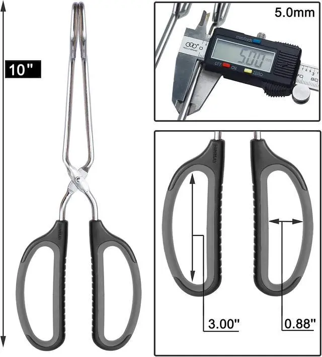 Alt view image 3 of 5 - HINMAY Scissor Tongs 10-Inch Stainless Steel Scissor Style Tongs | Black Handle