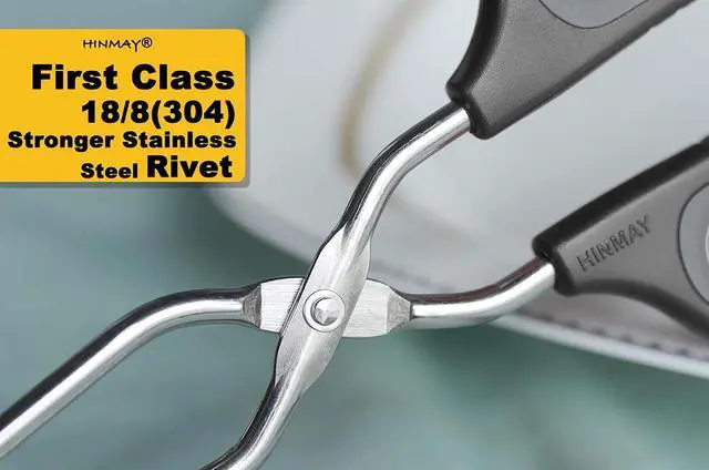 Alt view image 4 of 5 - HINMAY Scissor Tongs 10-Inch Stainless Steel Scissor Style Tongs | Black Handle