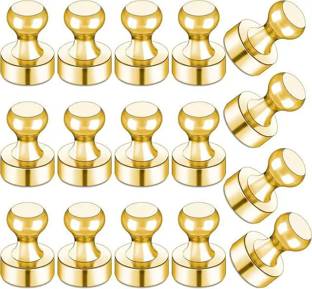 Main image of LOVIMAG Fridge Magnets 16Pcs, Magnet for Refrigerator Whiteboard, Gold | Small Strong Neodymium Metal Cute Push Pin for Classroom, Kitchen, Accessories Decorative, Office, Calendar