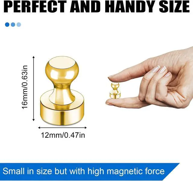 Alt view image 2 of 7 - LOVIMAG Fridge Magnets 16Pcs, Magnet for Refrigerator Whiteboard, Gold | Small Strong Neodymium Metal Cute Push Pin for Classroom, Kitchen, Accessories Decorative, Office, Calendar