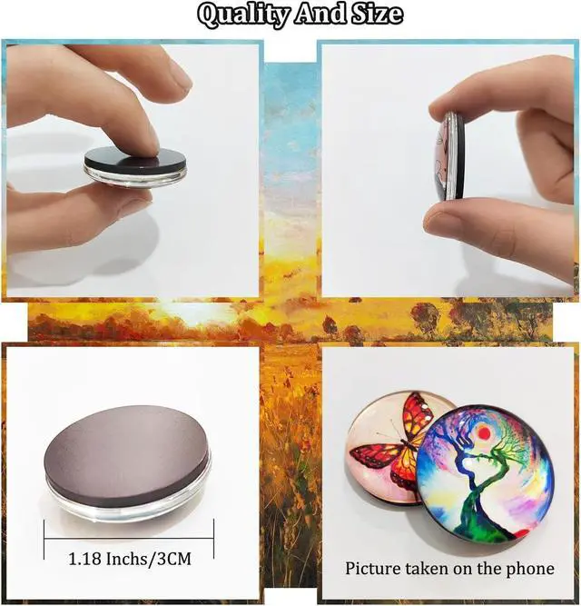 Alt view image 3 of 5 - 24Pcs 1.2in Round 3D Glass Fridge Magnets, Strong & Non Scratch for Fridge,Locker,Office,Classroom & Kitchen Decor, Colorful Vibrant Butterfly & Life Tree Design