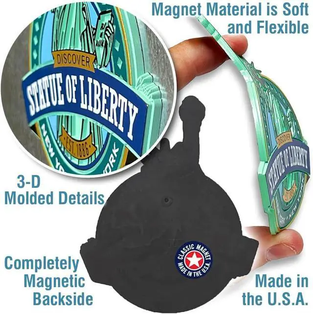 Alt view image 4 of 4 - New York City Statue of Liberty Jumbo Magnet by Classic Magnets, 3D Rubber Vintage-Style Collectible Souvenirs and Gifts Made in the USA