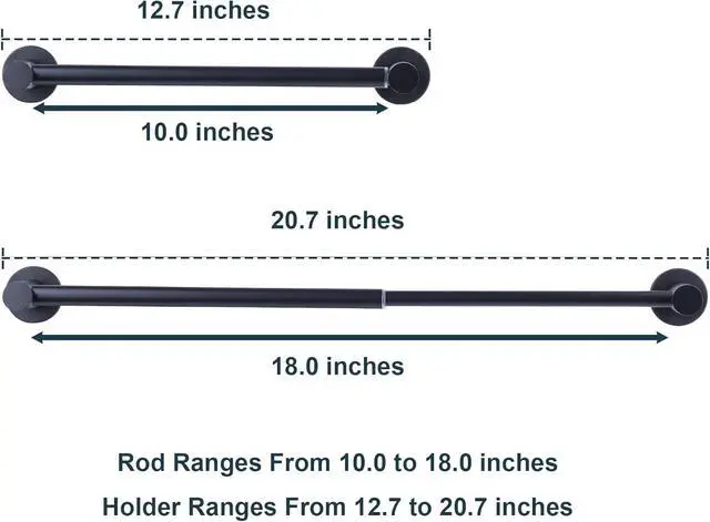 Alt view image 3 of 6 - 10"-18" Adjustable Magnetic Towel Bar for Fridge, Rod for Chart Whiteboard | Magnet Towel Holder Towel Hook Hanger for Kitchen Refrigerator Dishwasher, Laundry Washer Dryer, Black, Pack of 1