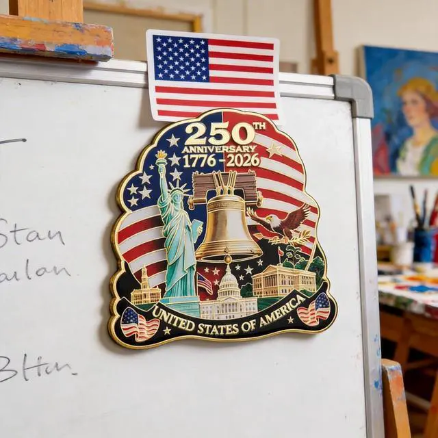 Alt view image 2 of 7 - 250th Anniversary Fridge Magnet 1776-2026, Patriotic American Flag Magnet, Liberty Bell & Statue of Liberty & Eagle Souvenir, USA Magnets for Refrigerator, Independence Day Gift