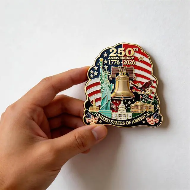 Alt view image 5 of 7 - 250th Anniversary Fridge Magnet 1776-2026, Patriotic American Flag Magnet, Liberty Bell & Statue of Liberty & Eagle Souvenir, USA Magnets for Refrigerator, Independence Day Gift