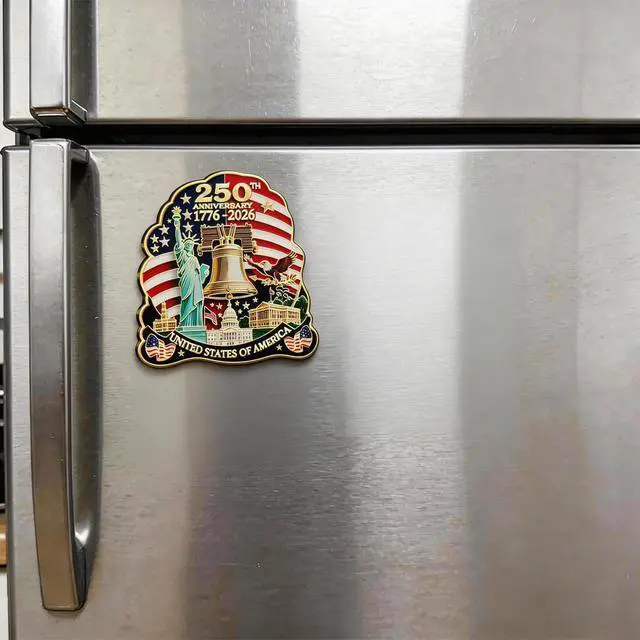 Alt view image 6 of 7 - 250th Anniversary Fridge Magnet 1776-2026, Patriotic American Flag Magnet, Liberty Bell & Statue of Liberty & Eagle Souvenir, USA Magnets for Refrigerator, Independence Day Gift
