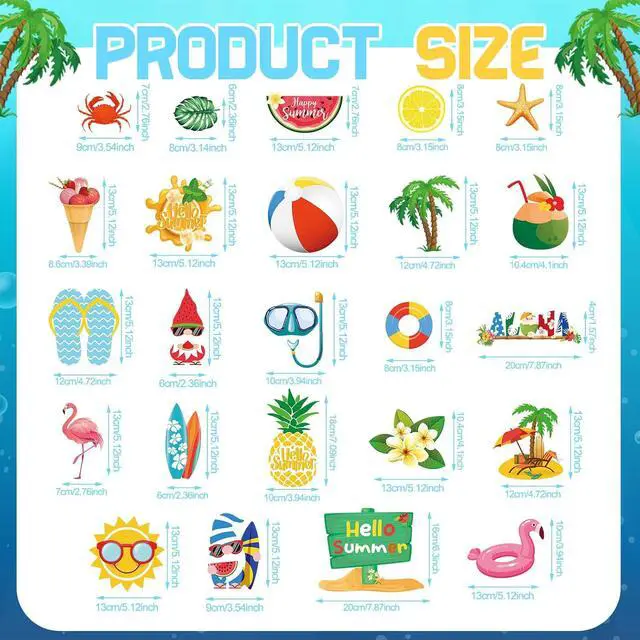 Alt view image 2 of 7 - Zhanmai 24 Pcs Summer Cruise Door Magnets Decorations Hawaii Tropical Cruise Ship Door Decorations Magnetic Stickers Summer Vacation Beach Gnome Flamingo Car Refrigerator Magnets for Fridge Luau Party