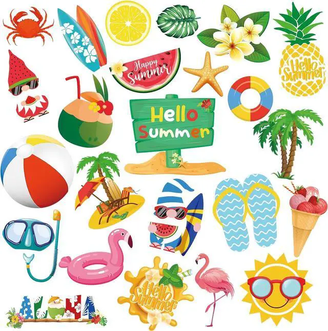 Main image of Zhanmai 24 Pcs Summer Cruise Door Magnets Decorations Hawaii Tropical Cruise Ship Door Decorations Magnetic Stickers Summer Vacation Beach Gnome Flamingo Car Refrigerator Magnets for Fridge Luau Party