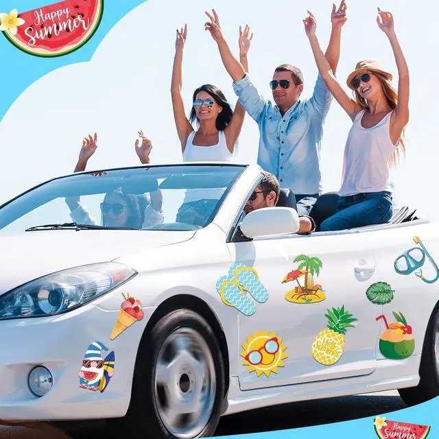 Alt view image 4 of 7 - Zhanmai 24 Pcs Summer Cruise Door Magnets Decorations Hawaii Tropical Cruise Ship Door Decorations Magnetic Stickers Summer Vacation Beach Gnome Flamingo Car Refrigerator Magnets for Fridge Luau Party