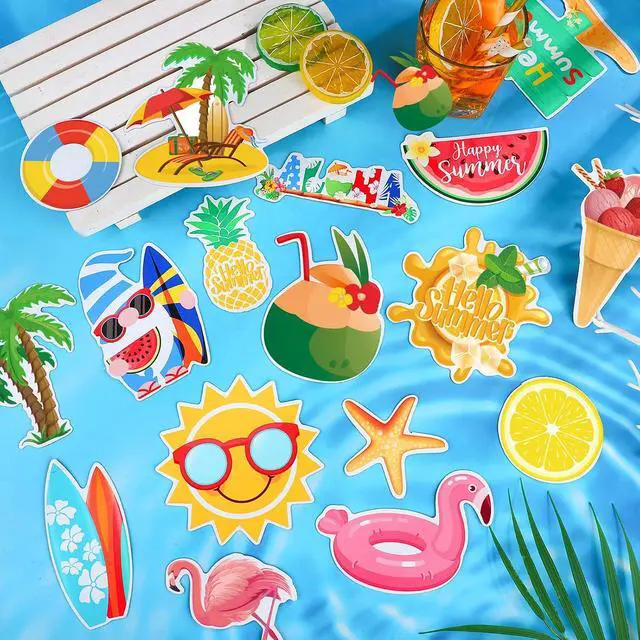 Alt view image 3 of 7 - Zhanmai 24 Pcs Summer Cruise Door Magnets Decorations Hawaii Tropical Cruise Ship Door Decorations Magnetic Stickers Summer Vacation Beach Gnome Flamingo Car Refrigerator Magnets for Fridge Luau Party