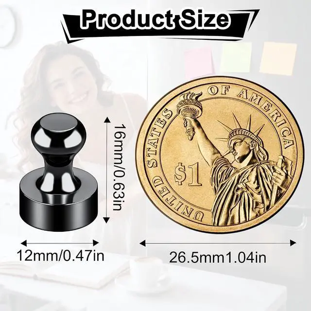 Alt view image 3 of 7 - Metallic Magnets, Refrigerator Magnets, 20 Pack Black Magnetic Push Pins, Strong Fridge Magnets, Multi-use Whiteboard Magnets Perfect for Kitchen Office Classroom