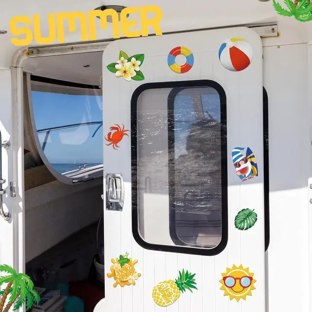 Alt view image 6 of 7 - Zhanmai 24 Pcs Summer Cruise Door Magnets Decorations Hawaii Tropical Cruise Ship Door Decorations Magnetic Stickers Summer Vacation Beach Gnome Flamingo Car Refrigerator Magnets for Fridge Luau Party