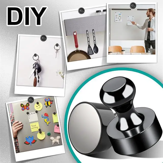 Alt view image 5 of 7 - Metallic Magnets, Refrigerator Magnets, 20 Pack Black Magnetic Push Pins, Strong Fridge Magnets, Multi-use Whiteboard Magnets Perfect for Kitchen Office Classroom