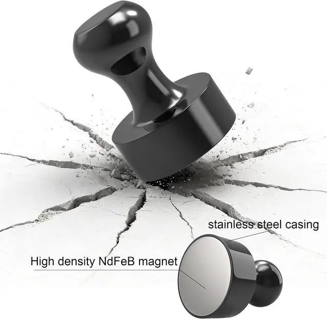 Alt view image 6 of 7 - Metallic Magnets, Refrigerator Magnets, 20 Pack Black Magnetic Push Pins, Strong Fridge Magnets, Multi-use Whiteboard Magnets Perfect for Kitchen Office Classroom
