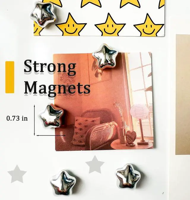 Alt view image 3 of 7 - Fridge Magnets,15Pcs Silver Star Magnets Refrigerator Decorative | 15 Pcs Strong Magnets Fridge 0.73in Small Star Cute Decorative Magnet Set for Home Kitchen Office Whiteboard Locker
