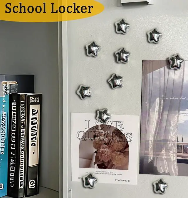 Alt view image 4 of 7 - Fridge Magnets,15Pcs Silver Star Magnets Refrigerator Decorative | 15 Pcs Strong Magnets Fridge 0.73in Small Star Cute Decorative Magnet Set for Home Kitchen Office Whiteboard Locker