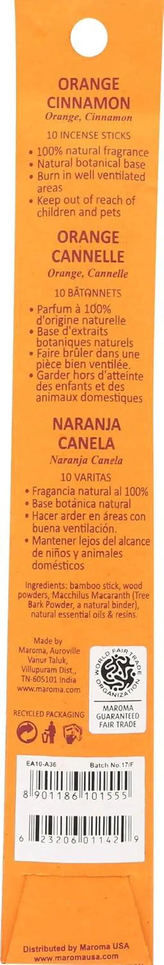 Alt view image 2 of 5 - MAROMA Eda Incense Oran Cinnamon, 10 CT