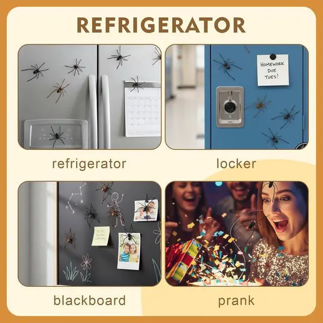 Alt view image 6 of 7 - 4PCS 3D Spider Fridge Magnet, Realistic Spider Magnets - Cute Removable Magnetic Decals for Refrigerator, Car, Garage Door, Indoor Outdoor Decor, The for Lovers of Unique Decor (Black)