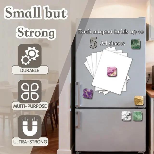Alt view image 4 of 7 - 16 Pcs Marble Fridge Magnets, Refrigerator Magnets | Scratch-Proof & Fade-Resistant, Cute Small Funny Decor for Whiteboard Kitchen Office Locker Cabinet School, Ideal Gift