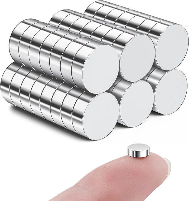 Main image of SMARTAKE 45 Pcs Refrigerator Magnets, 6x2mm Small Fridge Magnets, Silver | Multi-Use Premium Neodymium Round Office Magnets for Fridge, Whiteboard, Billboard in Home, Kitchen, Office and School