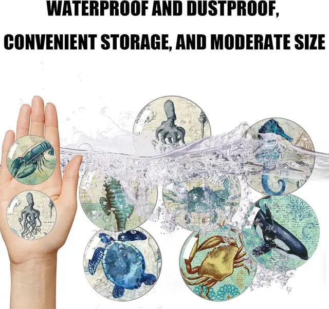 Alt view image 4 of 6 - Strong Glass Refrigerator Stickers,12Pcs Magnets for Fridge,Funny Fridge Magnet Shape,Cute Small Tiny Magnet for Kitchen Whiteboard Door Decorative (Marine Animals Refrigerator Stickers)