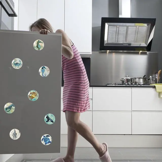 Alt view image 5 of 6 - Strong Glass Refrigerator Stickers,12Pcs Magnets for Fridge,Funny Fridge Magnet Shape,Cute Small Tiny Magnet for Kitchen Whiteboard Door Decorative (Marine Animals Refrigerator Stickers)