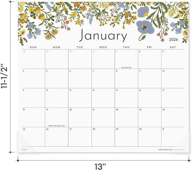 Alt view image 5 of 6 - Cabbrix Magnetic Calendar for Fridge, 2026 Refrigerator Calendar Including July 2026 to June 2027 for Planning and Organizing Your Life, 13" x 11-1/2", Floral