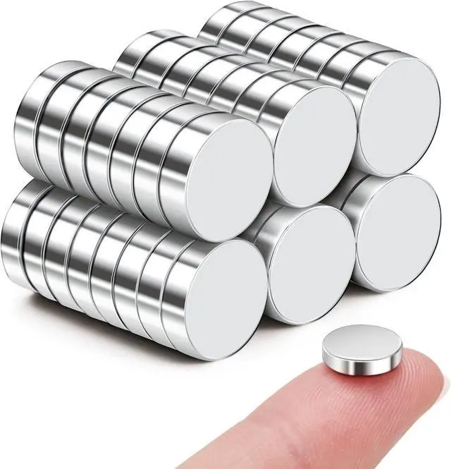 Main image of SMARTAKE 45 Pcs Refrigerator Magnets, 10x2.6mm Small Fridge Magnets, Silver | Multi-Use Premium Neodymium Office Magnets for Fridge, Whiteboard, Billboard in Home, Kitchen, Office and School