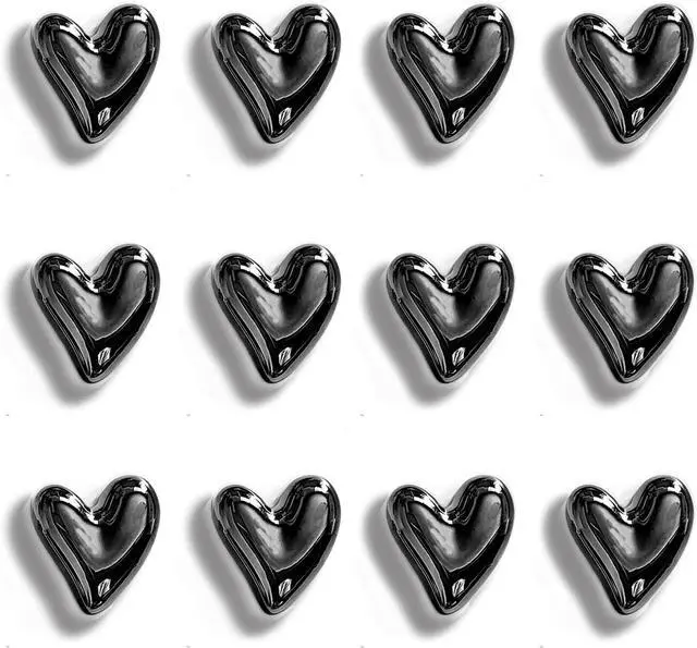 Main image of 12PCS Black Fridge Magnets 0.83inch Small Heart Magnets | Cute Refrigerator Decorative Magnet Set for Home Kitchen fridge Door Office Whiteboard Photos Memo Decor