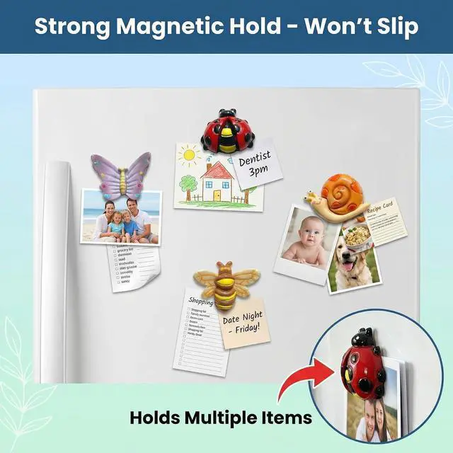 Alt view image 3 of 7 - YOJO 12PCS 3D Insect Fridge Magnets, Decorative Resin Refrigerator Magnets, Colorful Realistic Bug Magnets for Fridge Locker Whiteboard