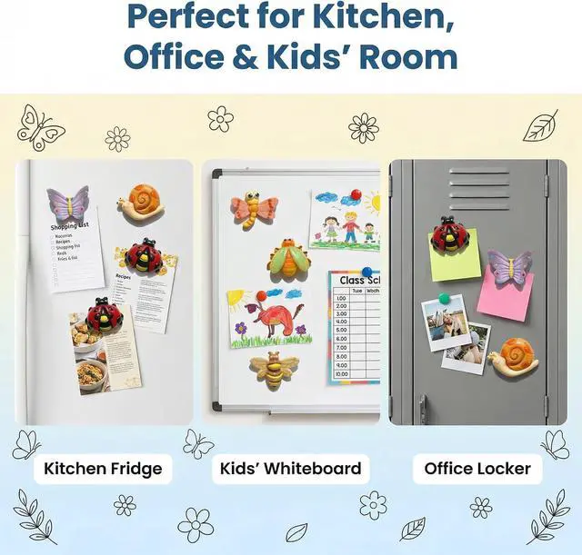 Alt view image 5 of 7 - YOJO 12PCS 3D Insect Fridge Magnets, Decorative Resin Refrigerator Magnets, Colorful Realistic Bug Magnets for Fridge Locker Whiteboard