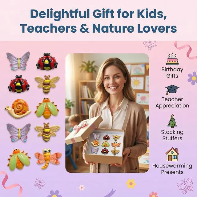 Alt view image 7 of 7 - YOJO 12PCS 3D Insect Fridge Magnets, Decorative Resin Refrigerator Magnets, Colorful Realistic Bug Magnets for Fridge Locker Whiteboard