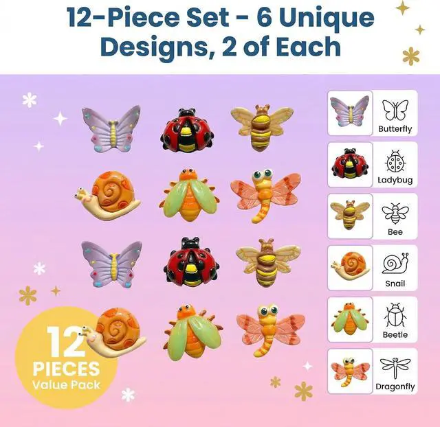Alt view image 4 of 7 - YOJO 12PCS 3D Insect Fridge Magnets, Decorative Resin Refrigerator Magnets, Colorful Realistic Bug Magnets for Fridge Locker Whiteboard