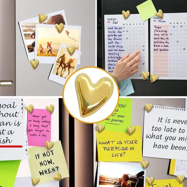 Alt view image 5 of 5 - 30 pcs Cute Love Heart Magnets Refrigerator Gold Refrigerator Magnets Home Kitchen Magnet Set Mini Magnets for Fridge Office Whiteboard Locker(Gold)