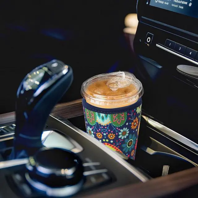 Alt view image 5 of 7 - 3Pcs Reusable Insulated Neoprene Iced Coffee Cold Soda Cup Sleeve | Blue Atmosphere Pattern 16-32Oz Cup Holder Can Cooler Cold Iced Drinks for Beverages Gifts for Families