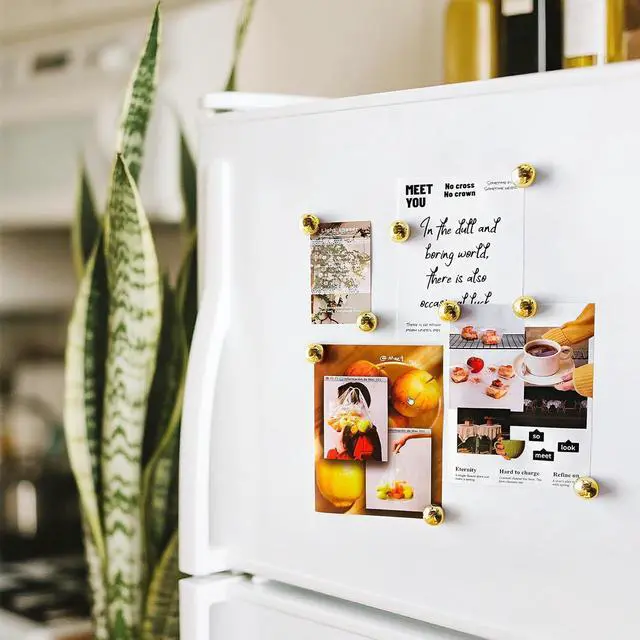Alt view image 6 of 7 - Gold Fridge Magnets 12PCS Small Round Magnet for Refrigerator | 0.71inch Cute Photo Decorative Magnet Set Mini Magnets for Office Whiteboard Decor