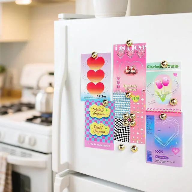 Alt view image 7 of 7 - Gold Fridge Magnets 12PCS Small Round Magnet for Refrigerator | 0.71inch Cute Photo Decorative Magnet Set Mini Magnets for Office Whiteboard Decor